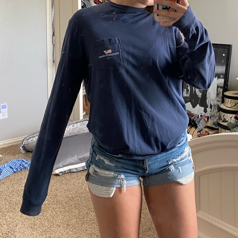 blue long sleeve vineyard vines texas tee